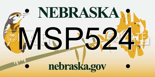 MSP524 Nebraska License Plate