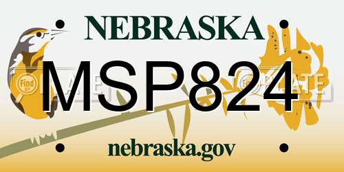 MSP824 Nebraska License Plate