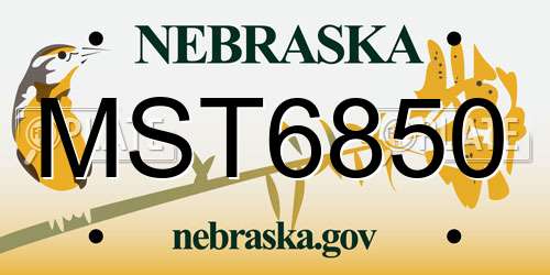 MST6850 Nebraska License Plate