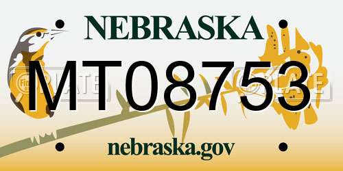 MT08753 Nebraska License Plate