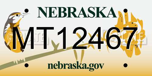 MT12467 Nebraska License Plate