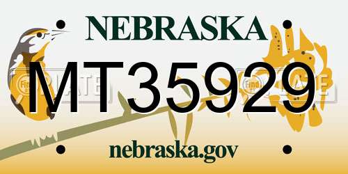 MT35929 Nebraska License Plate
