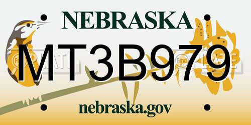 MT3B979 Nebraska License Plate