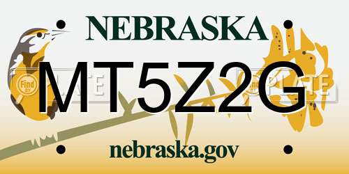MT5Z2G Nebraska License Plate