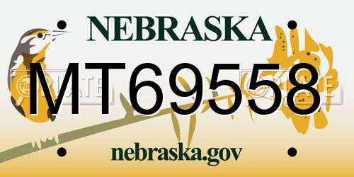 MT69558 Nebraska License Plate