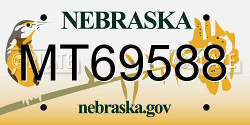 MT69588 Nebraska License Plate