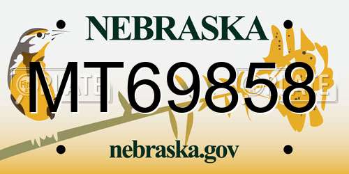 MT69858 Nebraska License Plate