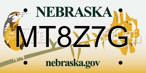 MT8Z7G Nebraska License Plate