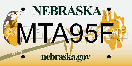 MTA95F Nebraska License Plate