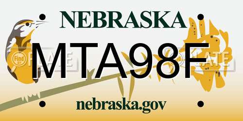 MTA98F Nebraska License Plate