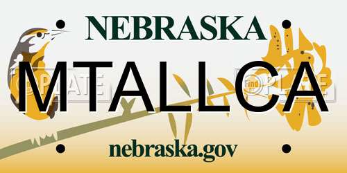 MTALLCA Nebraska License Plate