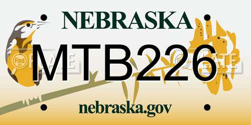 MTB226 Nebraska License Plate