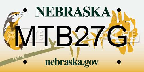 MTB27G Nebraska License Plate
