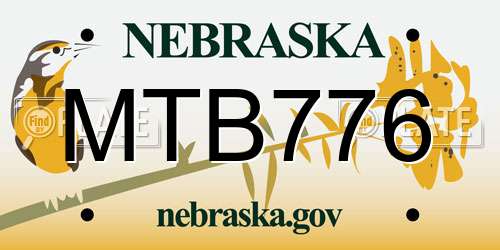 MTB776 Nebraska License Plate