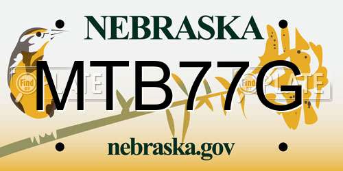 MTB77G Nebraska License Plate