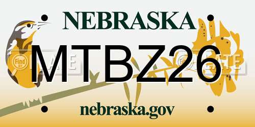 MTBZ26 Nebraska License Plate