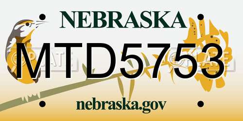 MTD5753 Nebraska License Plate