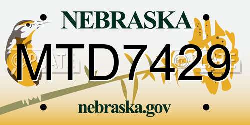 MTD7429 Nebraska License Plate