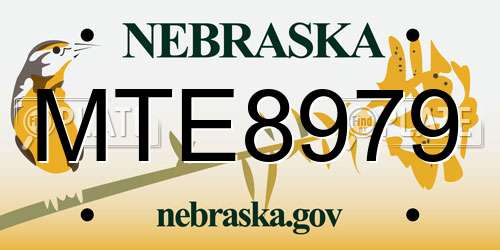 MTE8979 Nebraska License Plate