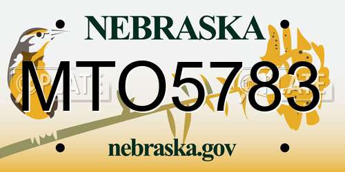 MTO5783 Nebraska License Plate
