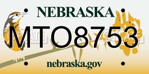 MTO8753 Nebraska License Plate