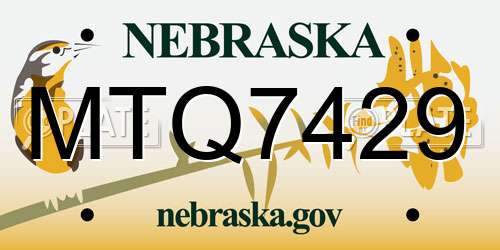 MTQ7429 Nebraska License Plate