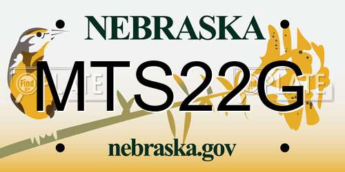 MTS22G Nebraska License Plate