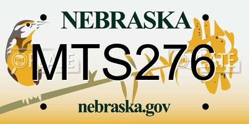 MTS276 Nebraska License Plate