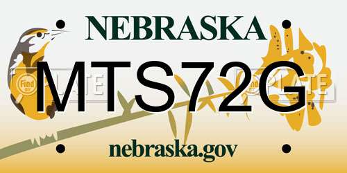 MTS72G Nebraska License Plate