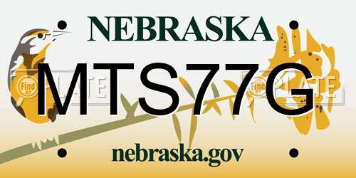MTS77G Nebraska License Plate