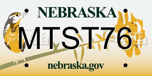 MTST76 Nebraska License Plate