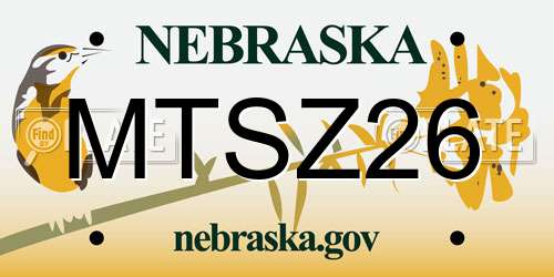 MTSZ26 Nebraska License Plate