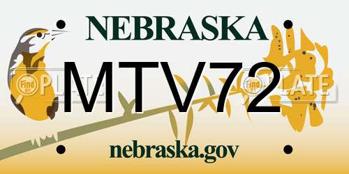 MTV72 Nebraska License Plate