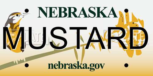 MUSTARD Nebraska License Plate