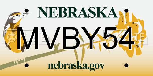 MVBY54 Nebraska License Plate