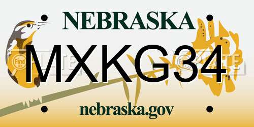 MXKG34 Nebraska License Plate