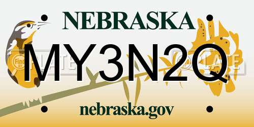 MY3N2Q Nebraska License Plate