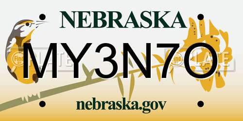 MY3N7O Nebraska License Plate