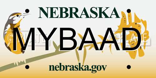 MYBAAD Nebraska License Plate