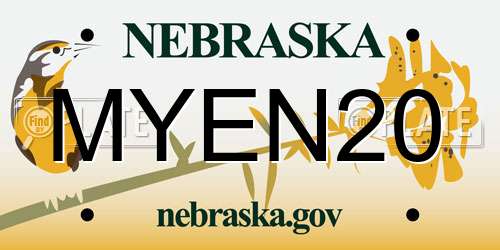 MYEN20 Nebraska License Plate