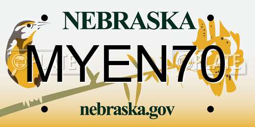 MYEN70 Nebraska License Plate