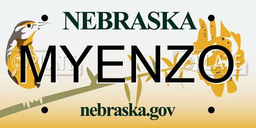 MYENZO Nebraska License Plate