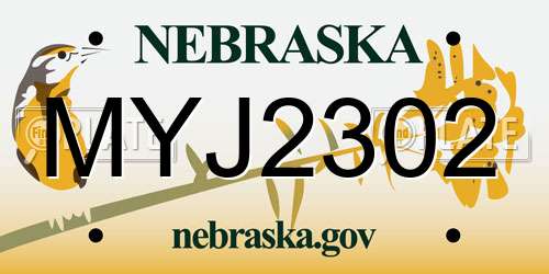 MYJ2302 Nebraska License Plate