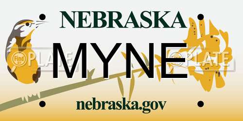 MYNE Nebraska License Plate