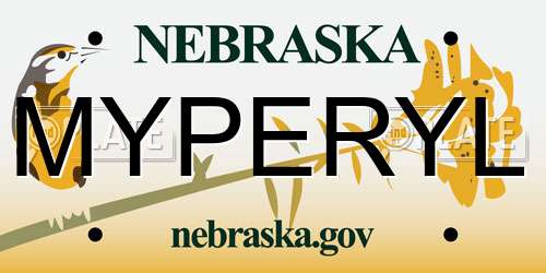 MYPERYL Nebraska License Plate