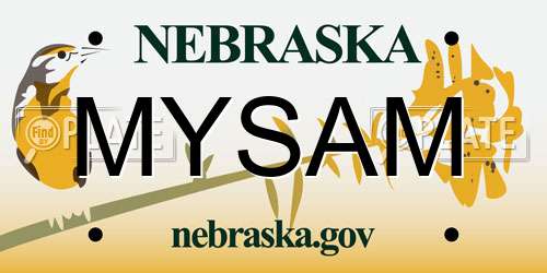 MYSAM Nebraska License Plate