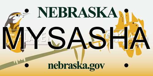 MYSASHA Nebraska License Plate