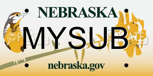 MYSUB Nebraska License Plate