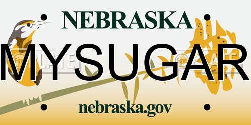 MYSUGAR Nebraska License Plate