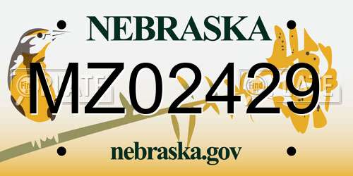 MZ02429 Nebraska License Plate